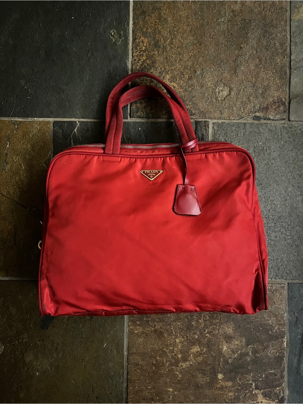 Prada Red Nylon Top Handle Bag - Picture 3 of 12